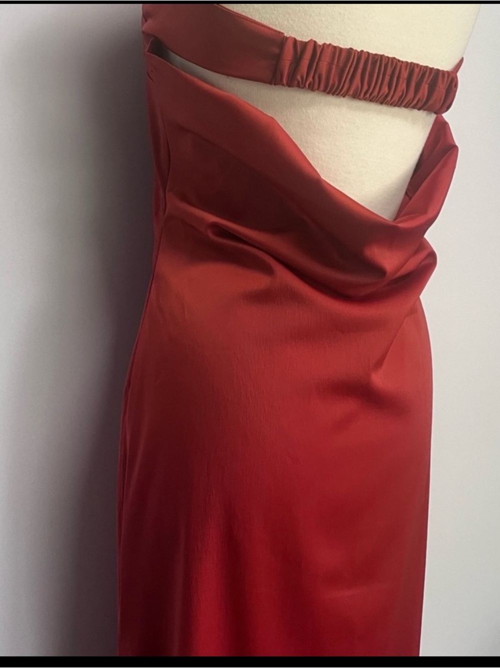 NWT Anthro Strapless Satin Cowl-Back Minimalist Modern look Midi Dress L - Picture 6 of 13